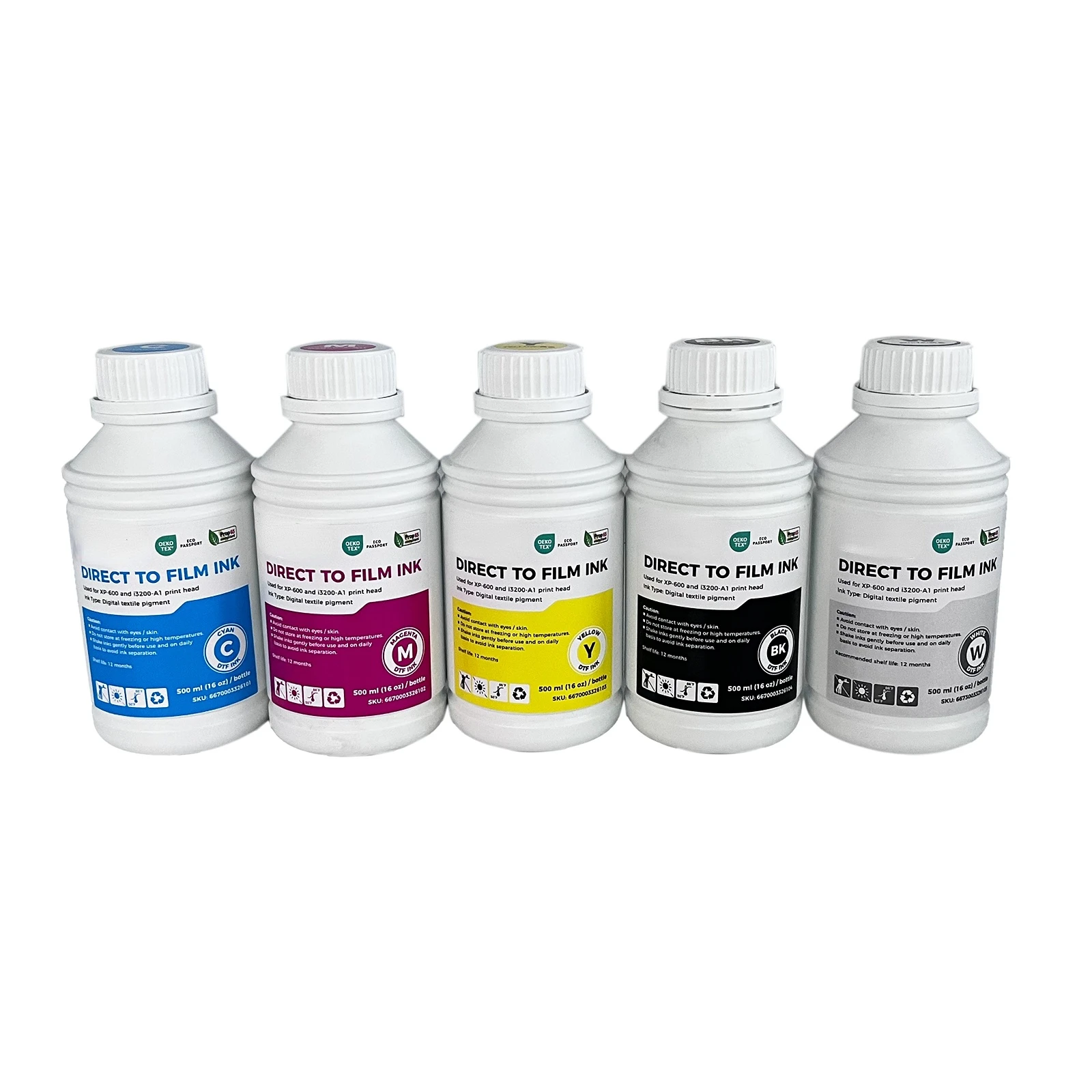 US Stock 5 Colors (C M Y K W) DTF Ink 500ml Bottle Direct to Transfer Film Ink for Epson Printheads Water-based DTF Ink for Bulk
US Stock 5 Colors (C M Y K W) DTF Ink 500ml Bottle Direct to Transfer Film Ink for Epson Printheads Water-based DTF Ink for Bulk