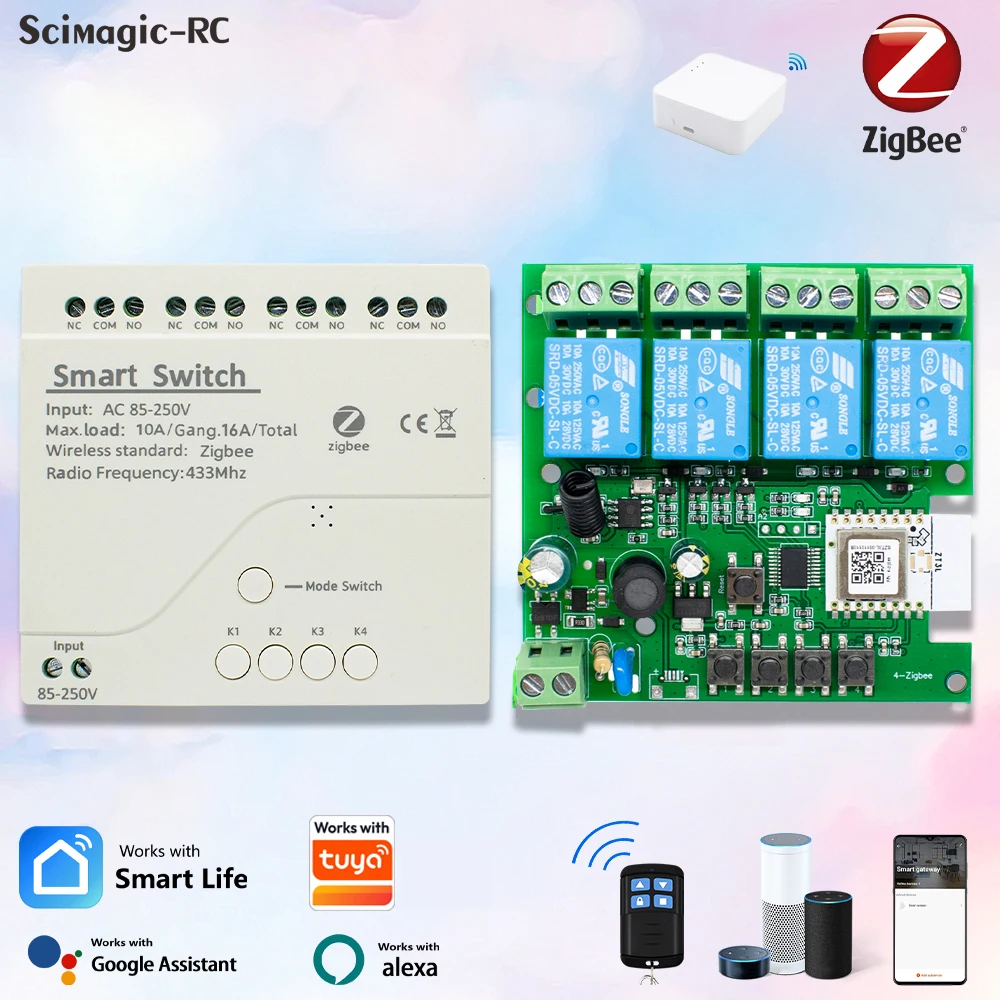 Zigbee Smart Switch Remote Control 1/2/4ch Relay Module 12V 24V 220V Dry Contact for Motor Garage Door Light Works with Tuya
Zigbee Smart Switch Remote Control 1/2/4ch Relay Module 12V 24V 220V Dry Contact for Motor Garage Door Light Works with Tuya