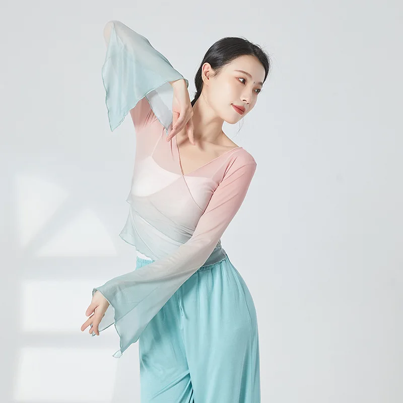 Adult Gradient Semi Transparent Belly Dance Cross V Neck Blouse Flare Sleeve Short Top Costume for Women Dancing Clothes
Adult Gradient Semi Transparent Belly Dance Cross V Neck Blouse Flare Sleeve Short Top Costume for Women Dancing Clothes