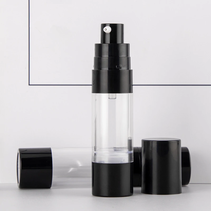 100Pcs 15ml Plastic Emulsion bottles black vacuum bottle Airless Pump Vacuum Container
100Pcs 15ml Plastic Emulsion bottles black vacuum bottle Airless Pump Vacuum Container