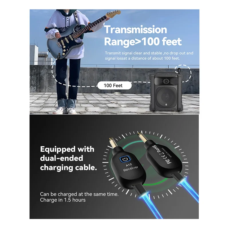 Electric Guitar Wireless Transmitter Electric Blowpipe Bass Transceiver Musical Instrument Accessories-AB01
Electric Guitar Wireless Transmitter Electric Blowpipe Bass Transceiver Musical Instrument Accessories-AB01