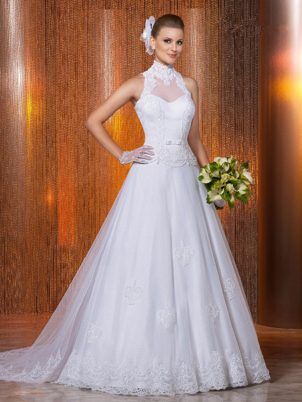 Elegant Appliques Vestido De Noiva Sexy High-Neck Vestidos De Novia Detachable Train Bow Wedding Dress 2023 Lace Robe De Mariée
Elegant Appliques Vestido De Noiva Sexy High-Neck Vestidos De Novia Detachable Train Bow Wedding Dress 2023 Lace Robe De Mariée