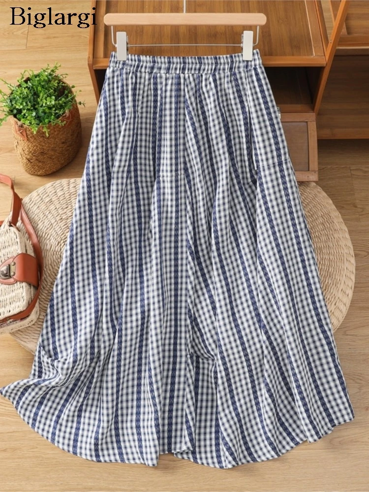 Oversized Summer Long A-Line Skirt Women Plaid Print Modis Loose Ruffle Pleated Ladies Skirts Casual Elastic Waist Woman Skirts
Oversized Summer Long A-Line Skirt Women Plaid Print Modis Loose Ruffle Pleated Ladies Skirts Casual Elastic Waist Woman Skirts