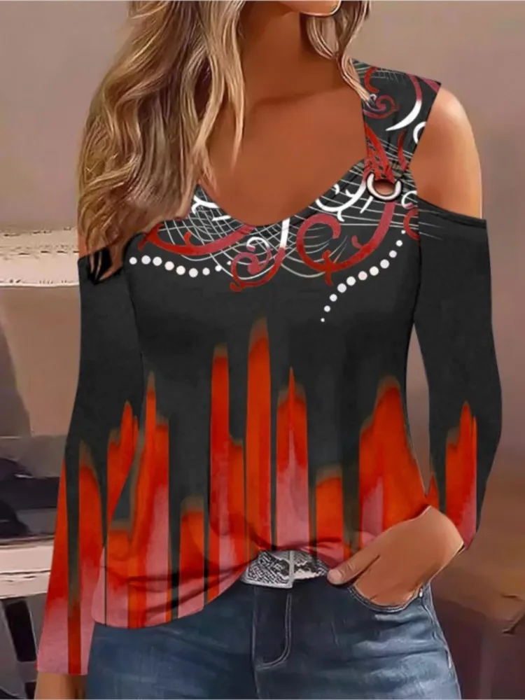Vintage T Shirt For Women Long Sleeve Fashion Off Shoulder Black Print Casual Tees Casual Shirts & Blouses 2023 New Arrivals
Vintage T Shirt For Women Long Sleeve Fashion Off Shoulder Black Print Casual Tees Casual Shirts & Blouses 2023 New Arrivals