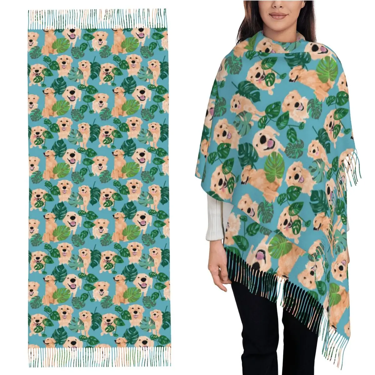 Золотой лабрадор ретривер, тропический шарф для собак, шарфы с кисточками для женщин, мягкие теплые шали и накидки, длинная осенне-зимняя шаль, накидка
Золотой лабрадор ретривер, тропический шарф для собак, шарфы с кисточками для женщин, мягкие теплые шали и накидки, длинная осенне-зимняя шаль, накидка