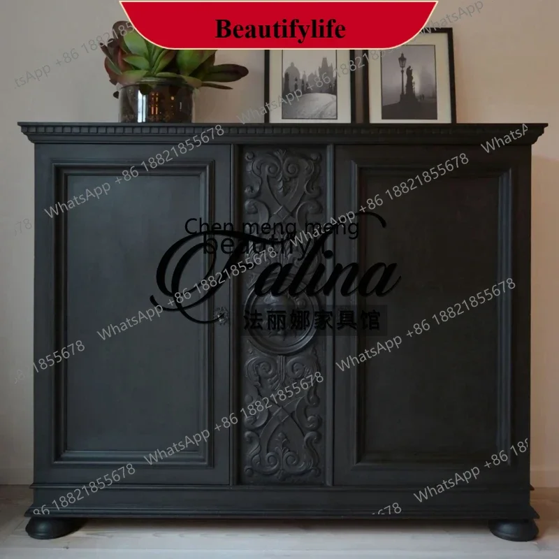 D178 French retro simple solid wood entry porch cabinet foyer European carved dining side cabinet, black side cabinet
D178 French retro simple solid wood entry porch cabinet foyer European carved dining side cabinet, black side cabinet