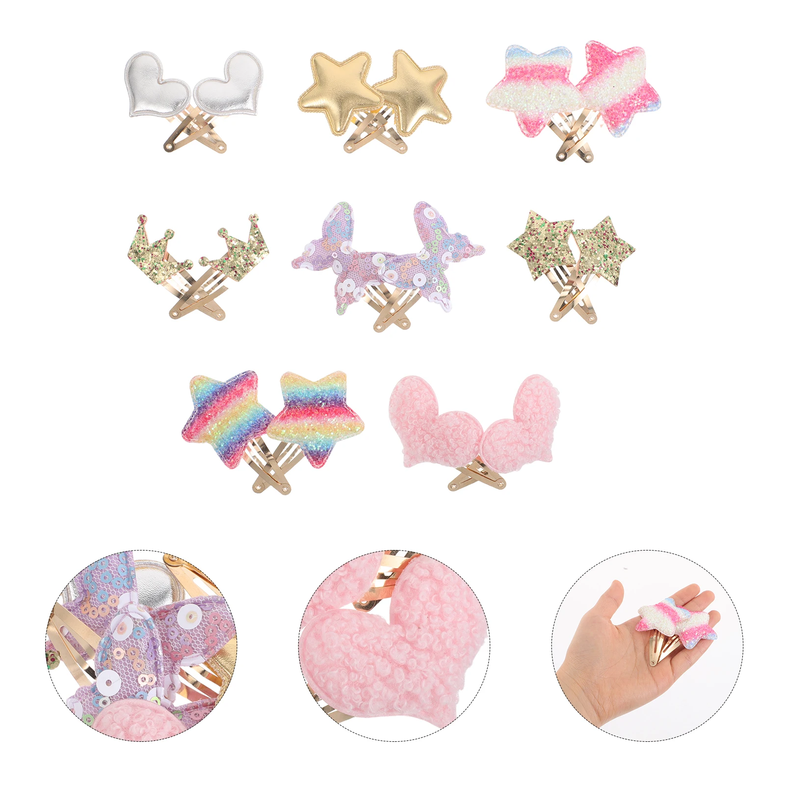 8 Pairs Girls Hair Clips Accessories Cute Jewels Pu 's Hairpins Toddler 
8 Pairs Girls Hair Clips Accessories Cute Jewels Pu 's Hairpins Toddler