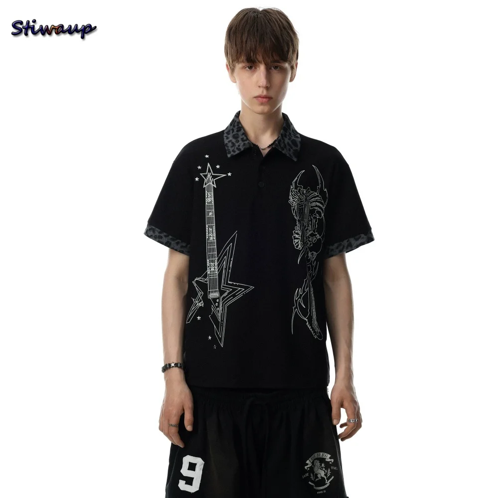 Men's Polo Shirts Black Vintage Creative Print Men's Short Sleeve Polo Turndown Collar Golf Wear Genuine Graphic T Shirt for Man
Men's Polo Shirts Black Vintage Creative Print Men's Short Sleeve Polo Turndown Collar Golf Wear Genuine Graphic T Shirt for Man
