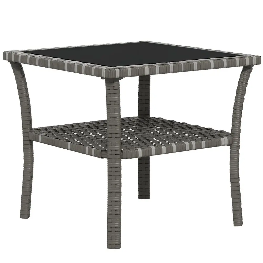 Rattan Side Table, Outdoor End Table with Storage Shelf, Aluminum Frame Square, Coffee Table with Tempered Glass Top, Mixed Gra
Rattan Side Table, Outdoor End Table with Storage Shelf, Aluminum Frame Square, Coffee Table with Tempered Glass Top, Mixed Gra