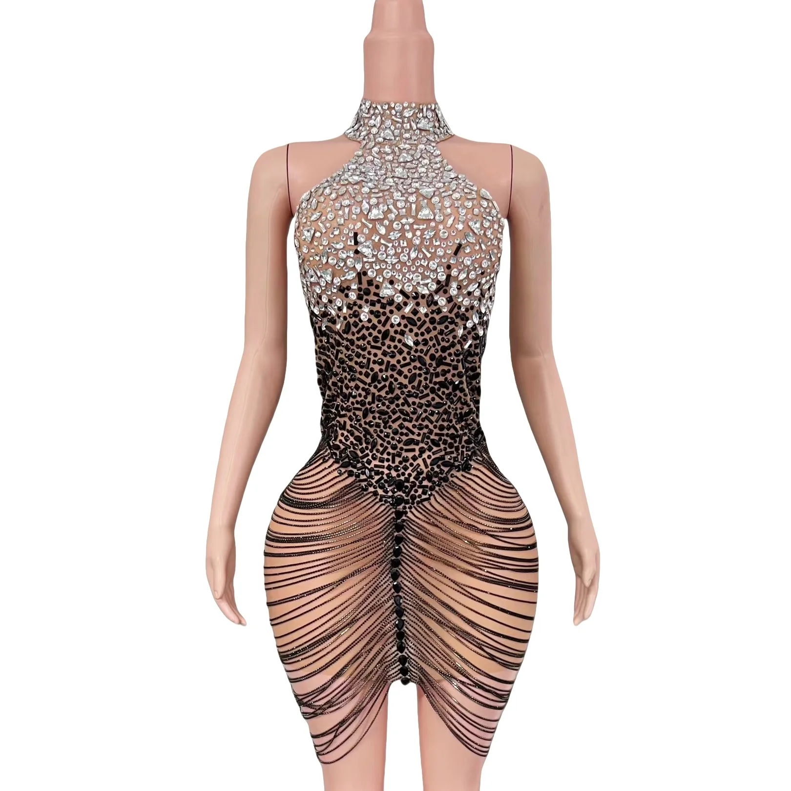 Sparkly Rhinestone Sleeveless Tassel Mini Dress Night ClubDance Stage Performance Wear Sexy Showgirl Stage Wear Bar Party Outfit
Sparkly Rhinestone Sleeveless Tassel Mini Dress Night ClubDance Stage Performance Wear Sexy Showgirl Stage Wear Bar Party Outfit