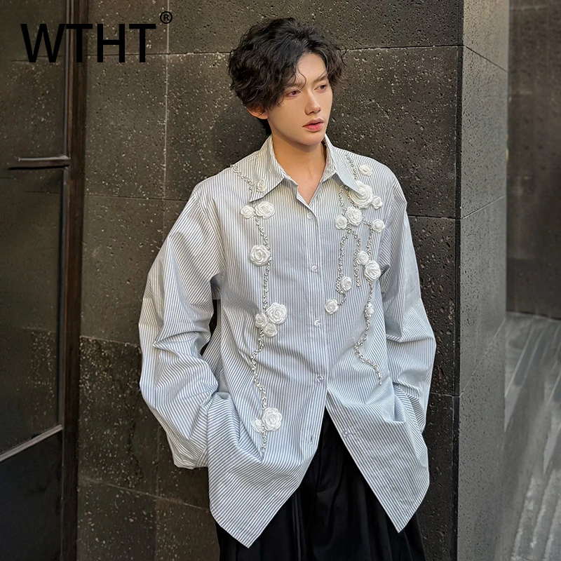 WTHT Trendy Men's Striped 3D Flower Spliced Diamonds Loose Shirts Fashion Lapel Long Sleeves Casual Blouses Male Summer 2A0279
WTHT Trendy Men's Striped 3D Flower Spliced Diamonds Loose Shirts Fashion Lapel Long Sleeves Casual Blouses Male Summer 2A0279