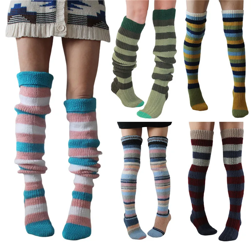 Ladies Knitted Stockings Adults Women Autumn Winter Leisure Style Mixed Color Stripes Knee-high Socks Long Stockings
Ladies Knitted Stockings Adults Women Autumn Winter Leisure Style Mixed Color Stripes Knee-high Socks Long Stockings