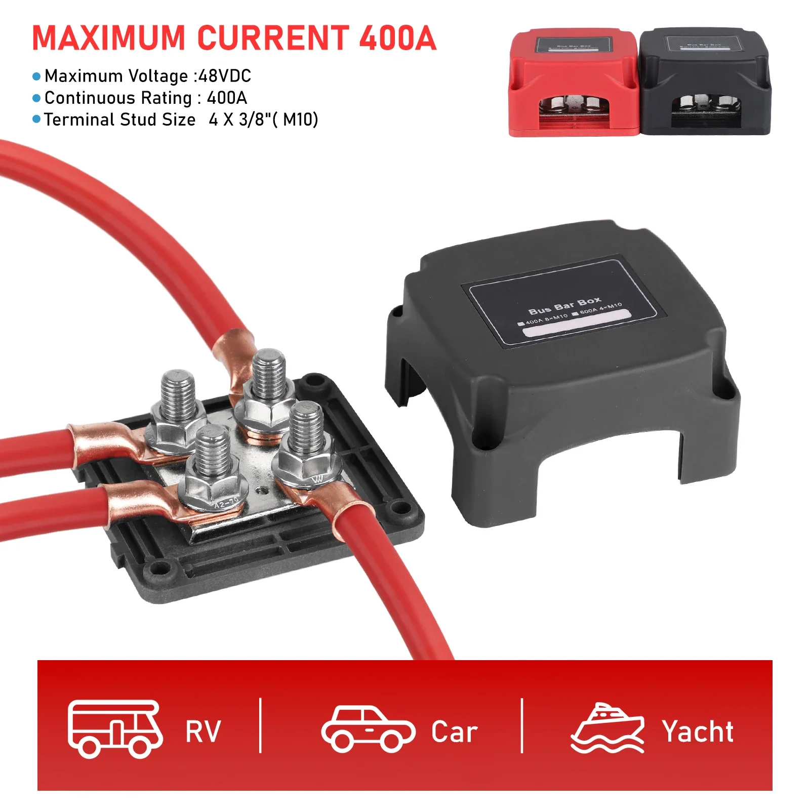 High Current Copper Battery Terminal Bus Bar 400A 48V 8X 5/16" Studs Power Distribution Box For Auto Boat Marine RV Solar Car
High Current Copper Battery Terminal Bus Bar 400A 48V 8X 5/16" Studs Power Distribution Box For Auto Boat Marine RV Solar Car