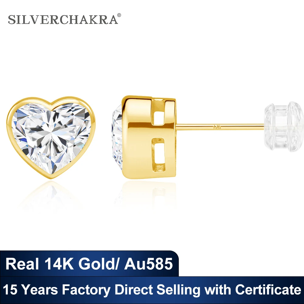 High Quality 14K Gold Stud Earrings Heart Shaped Moissanite Diamond Bezel Studs for Women Romantic Engagement Jewelry Gifts
High Quality 14K Gold Stud Earrings Heart Shaped Moissanite Diamond Bezel Studs for Women Romantic Engagement Jewelry Gifts