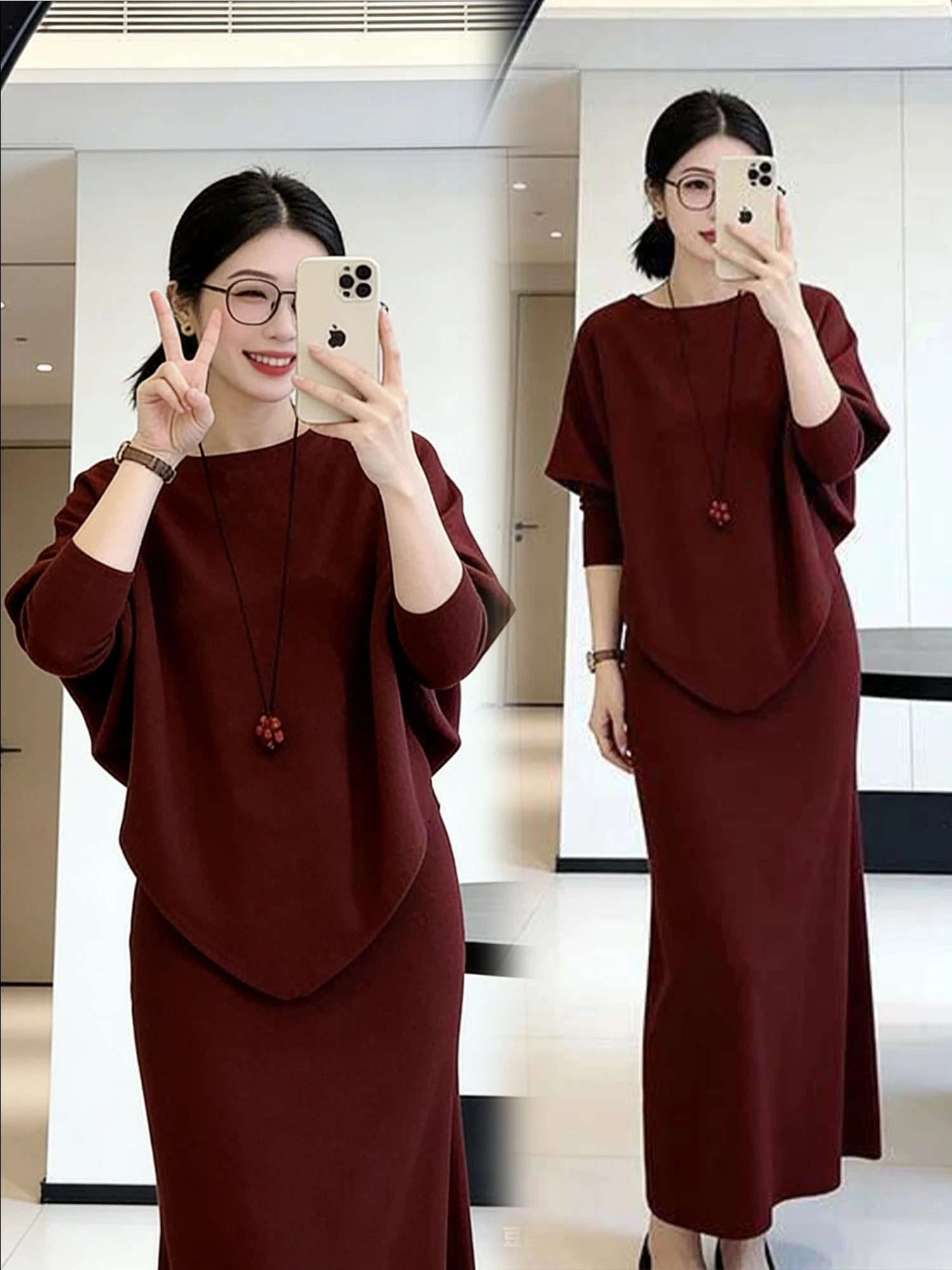 Elegant Spring 2026 Wine Red Asymmetrical Sweater And High Waist Skirt Set for Women Stylish Loose Fit Fashion Ensemble
Elegant Spring 2026 Wine Red Asymmetrical Sweater And High Waist Skirt Set for Women Stylish Loose Fit Fashion Ensemble