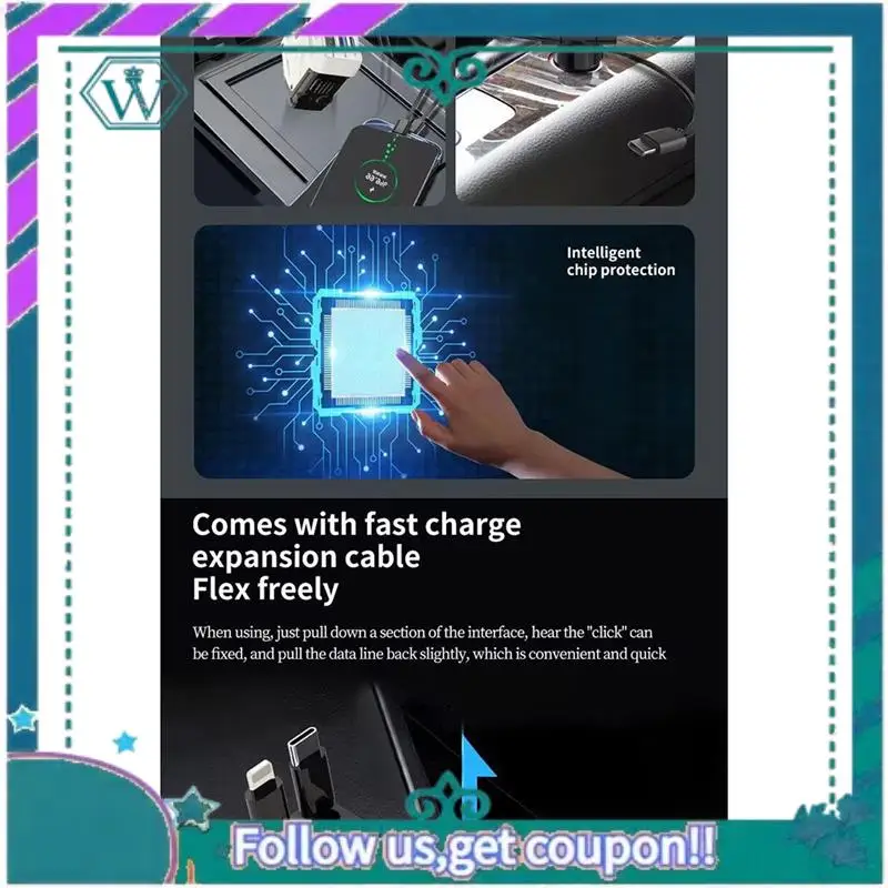 A75Q-4 In 1 Retractable Car Fast Charger USB Type C Cable For Iphone Huawei Samsung Cord Cigarette Lighter Adapter D QC3.0
A75Q-4 In 1 Retractable Car Fast Charger USB Type C Cable For Iphone Huawei Samsung Cord Cigarette Lighter Adapter D QC3.0