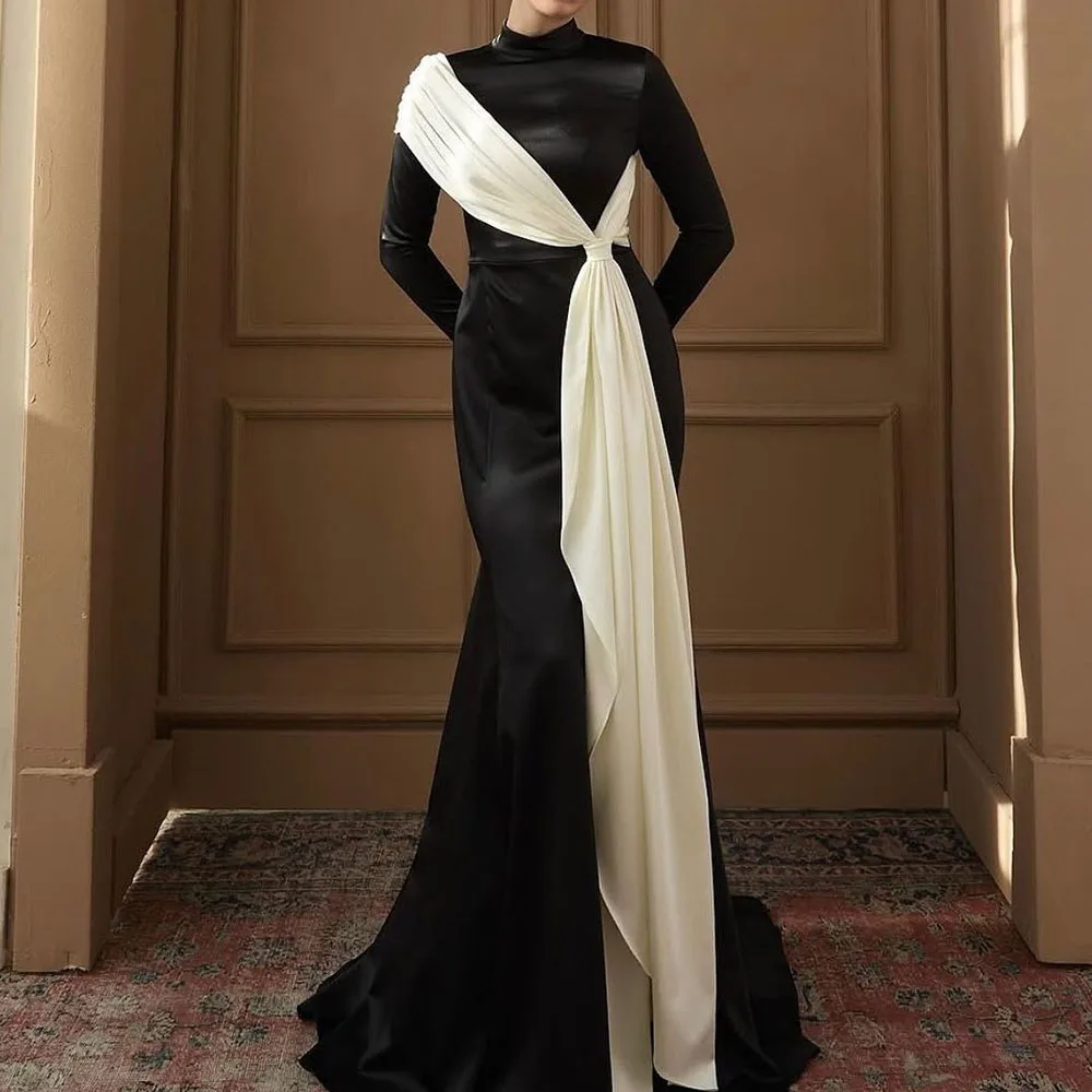 Customized A-Line Prom Dresses Floor-Length High-Neck Full Sleeve Evening Gown Simple Fashion Draped Casual Party Dresses
Customized A-Line Prom Dresses Floor-Length High-Neck Full Sleeve Evening Gown Simple Fashion Draped Casual Party Dresses