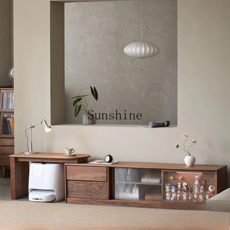 Nordic solid wood telescopic TV cabinet combination black walnut small apartment living room
Nordic solid wood telescopic TV cabinet combination black walnut small apartment living room