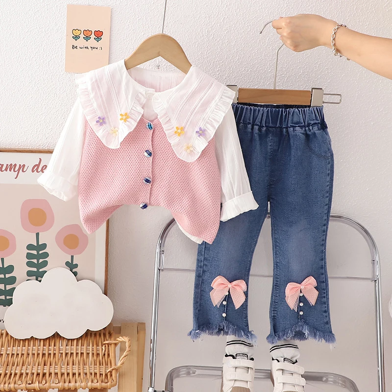 Autumn Infant Outfits Children Clothing Sets Baby Girls Knitted Vest Lace Shirt Jeans 3 Pcs Suit Princess Clothes Kids Tracksuit
Autumn Infant Outfits Children Clothing Sets Baby Girls Knitted Vest Lace Shirt Jeans 3 Pcs Suit Princess Clothes Kids Tracksuit