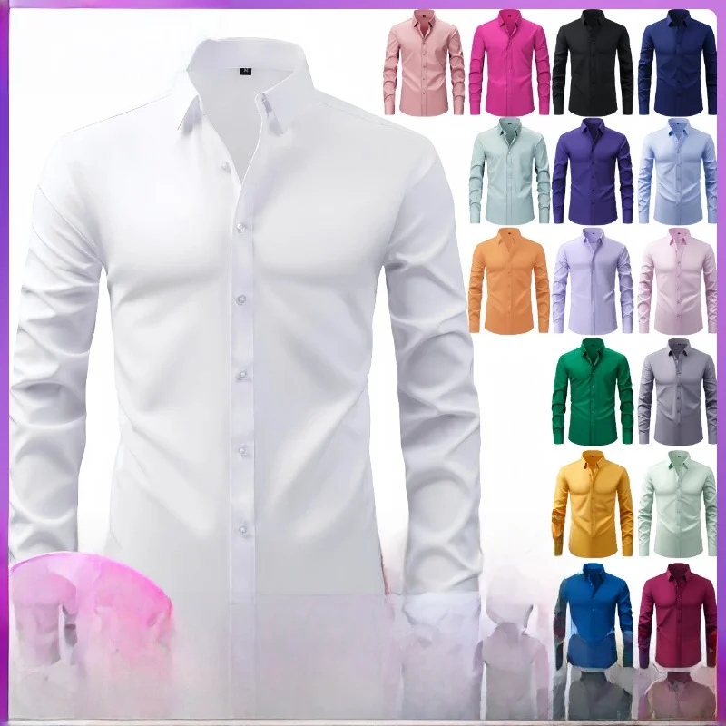 Lightweight Elastic Large Size Men's Shirt Anti-Wrinkle Long Sleeve Open Cardigan Business Style Casual Wear Daily Use
Lightweight Elastic Large Size Men's Shirt Anti-Wrinkle Long Sleeve Open Cardigan Business Style Casual Wear Daily Use