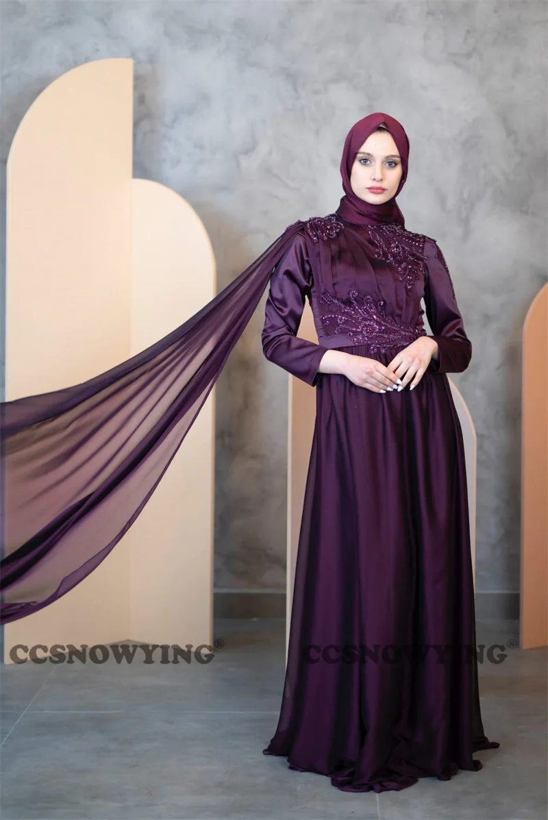 Muslim Chiffon Appliques Evening Dresses Long Sleeve Hijab Formal Party Prom Gown High Neck Arabic Islamic Robes De Soirée
Muslim Chiffon Appliques Evening Dresses Long Sleeve Hijab Formal Party Prom Gown High Neck Arabic Islamic Robes De Soirée
