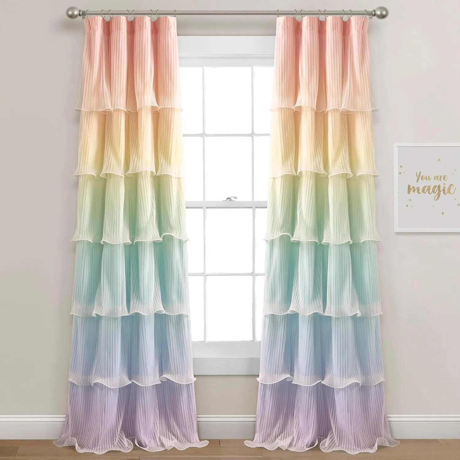 Rainbow Ombre Nerina Light Filtering Window Curtain Panels Pair 36" W x 84" L Rainbow - Rainbow Curtains - for Kids Bedr
Rainbow Ombre Nerina Light Filtering Window Curtain Panels Pair 36" W x 84" L Rainbow - Rainbow Curtains - for Kids Bedr