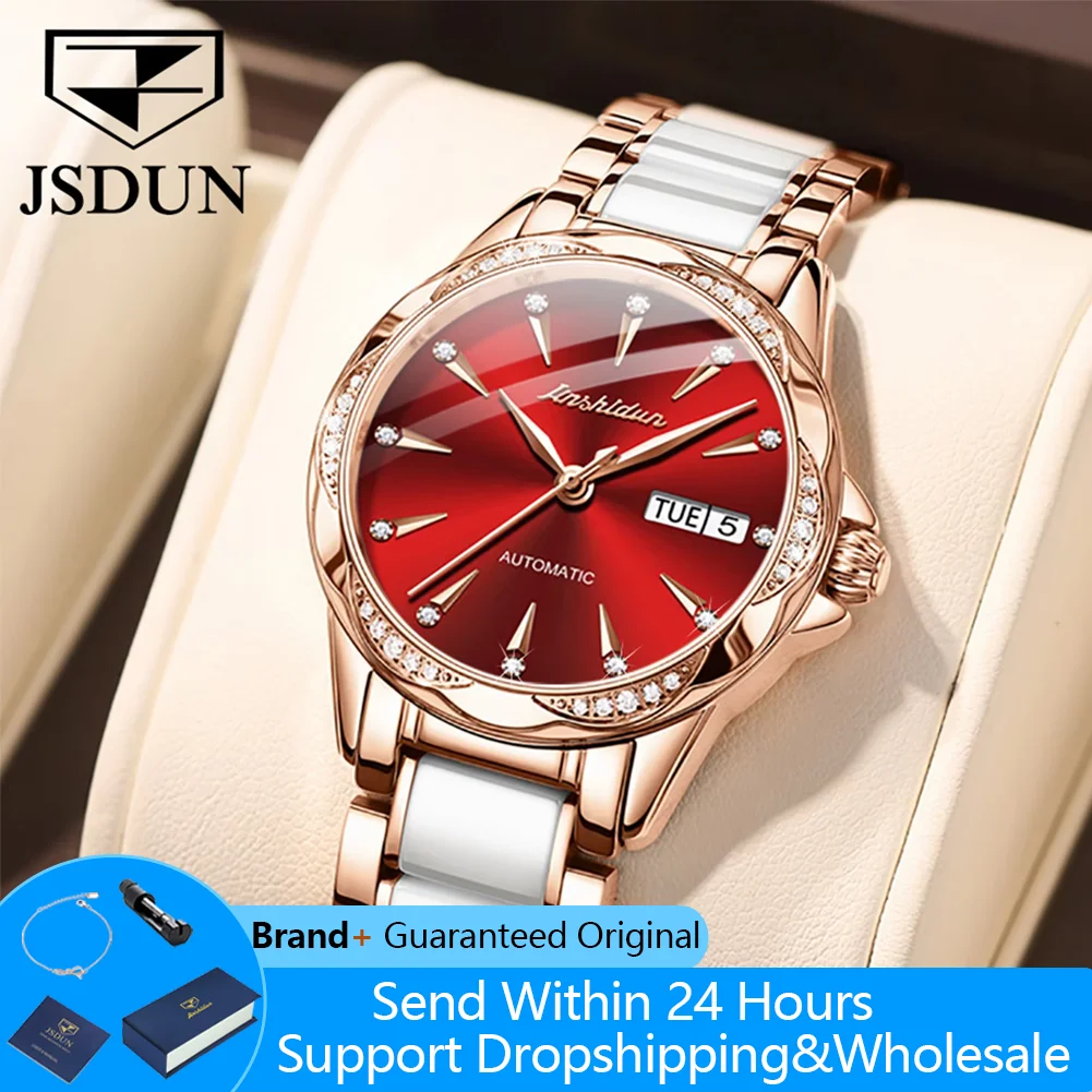 JSDUN 8821 Automatic Watch For Women Ceramic Steel Strap Dual Calendar Ladies Mechanical Wristwatch Classic Waterproof Watches
JSDUN 8821 Automatic Watch For Women Ceramic Steel Strap Dual Calendar Ladies Mechanical Wristwatch Classic Waterproof Watches