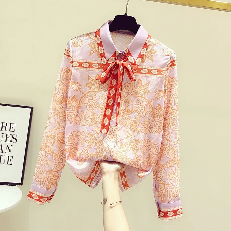 Floral Print Ribbon Blouse Women High Quality Silk Satin Long Sleeve All Match Chic Design Spring Summer Top Shirt
Floral Print Ribbon Blouse Women High Quality Silk Satin Long Sleeve All Match Chic Design Spring Summer Top Shirt