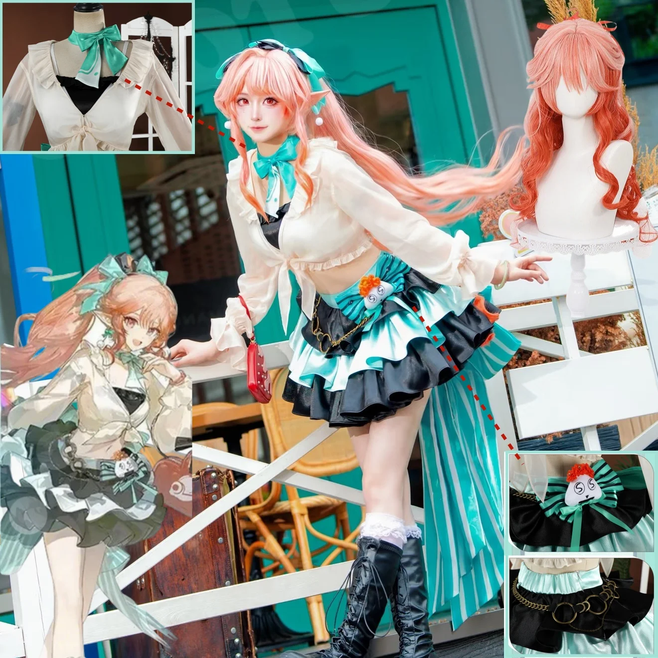 Spring Journey Haruka Cosplay Costume Game Arknights Kawaii Mint Black Stage Outfit Choker Wig Full Set for Comic Con Roleplay
Spring Journey Haruka Cosplay Costume Game Arknights Kawaii Mint Black Stage Outfit Choker Wig Full Set for Comic Con Roleplay