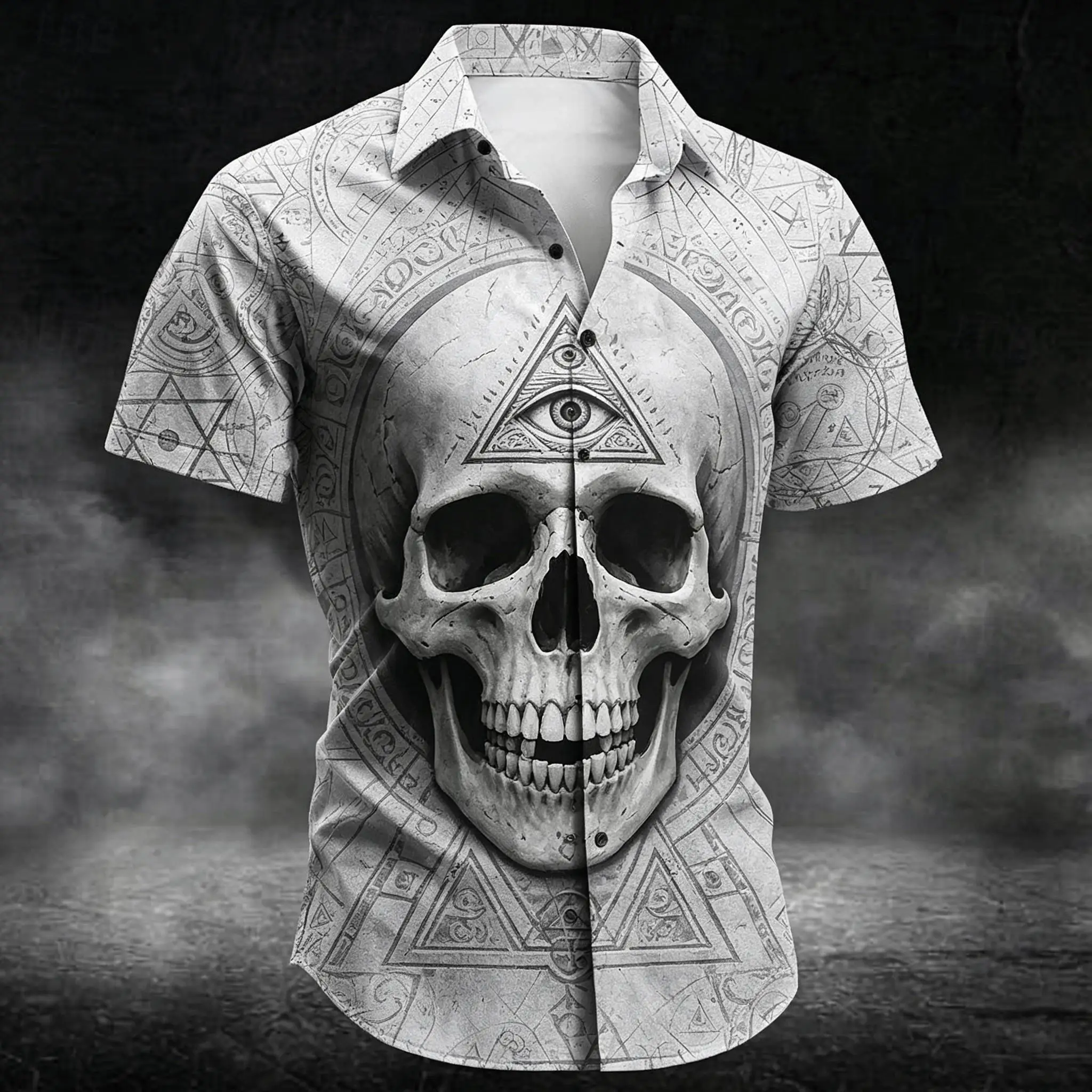 Men's Skull All-Seeing Eye Mystic Symbol Print Shirt, Gothic Occult Style for Spring and Summer, Beach Vacation Casual Wear
Men's Skull All-Seeing Eye Mystic Symbol Print Shirt, Gothic Occult Style for Spring and Summer, Beach Vacation Casual Wear