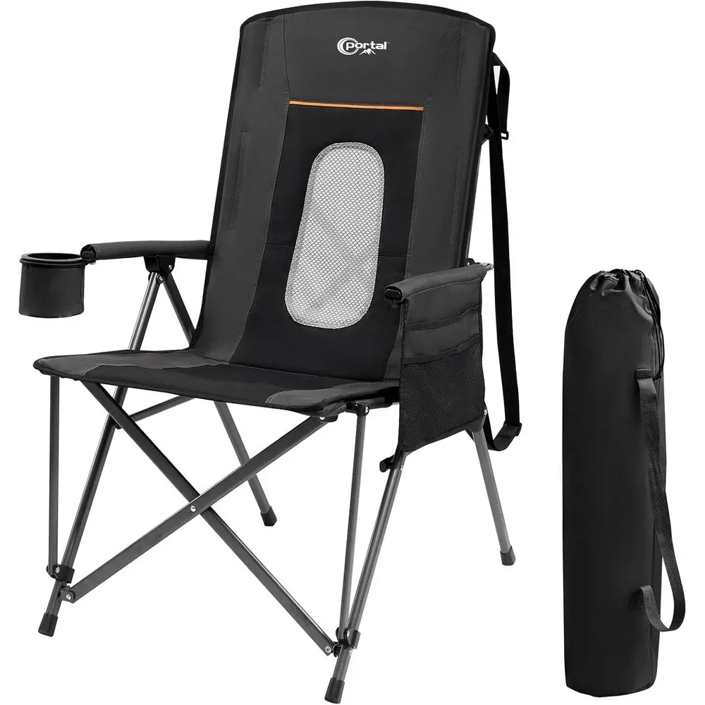 High-Back Portable Camping Chair with Cup Holder, Supports 400lbs, for Adults Outdoor Sports, Black
High-Back Portable Camping Chair with Cup Holder, Supports 400lbs, for Adults Outdoor Sports, Black
