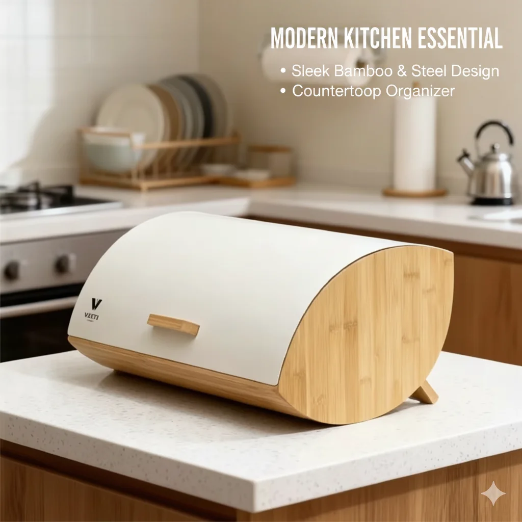 Large Capacity Curved Bread Box Bamboo Lid Metal Airtight Dustproof Moistureproof Food Storage Container For Kitchen Counter
Large Capacity Curved Bread Box Bamboo Lid Metal Airtight Dustproof Moistureproof Food Storage Container For Kitchen Counter