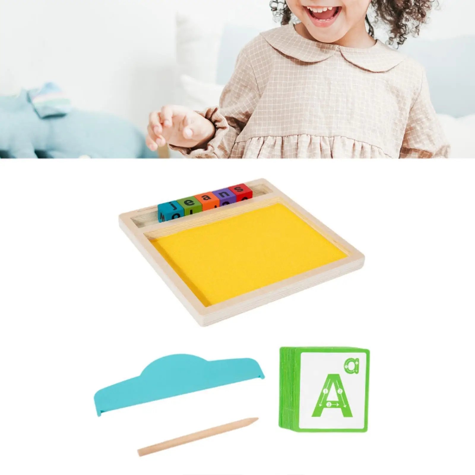 Wooden Sand Tray Learning Tool Painting for Writing Letters and Number with Cards Blocks Pen for Boys Girls Kids Gift
Wooden Sand Tray Learning Tool Painting for Writing Letters and Number with Cards Blocks Pen for Boys Girls Kids Gift