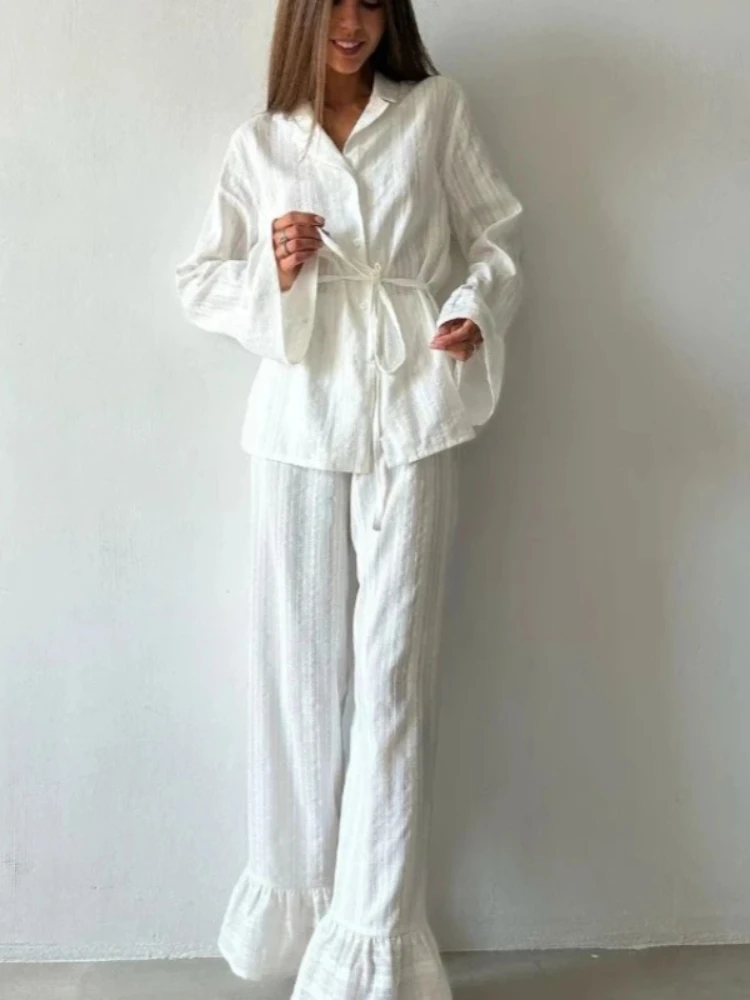 Loose Home Clothes Ladies Pant Sets Casual Women 100% Cotton 2 Piece Suit Long Sleeve Nightwear Turn-Down Collar Sleepwear Pants
Loose Home Clothes Ladies Pant Sets Casual Women 100% Cotton 2 Piece Suit Long Sleeve Nightwear Turn-Down Collar Sleepwear Pants