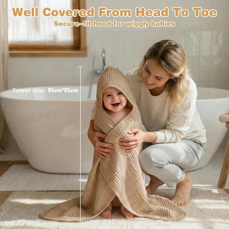 IMBABY Baby Swaddle Muslin Blanket • 5X Super Absorbent & Fast Dry Washable Gauze Towel, Multi-use Newborn Wrap & Stroller Cover
IMBABY Baby Swaddle Muslin Blanket • 5X Super Absorbent & Fast Dry Washable Gauze Towel, Multi-use Newborn Wrap & Stroller Cover