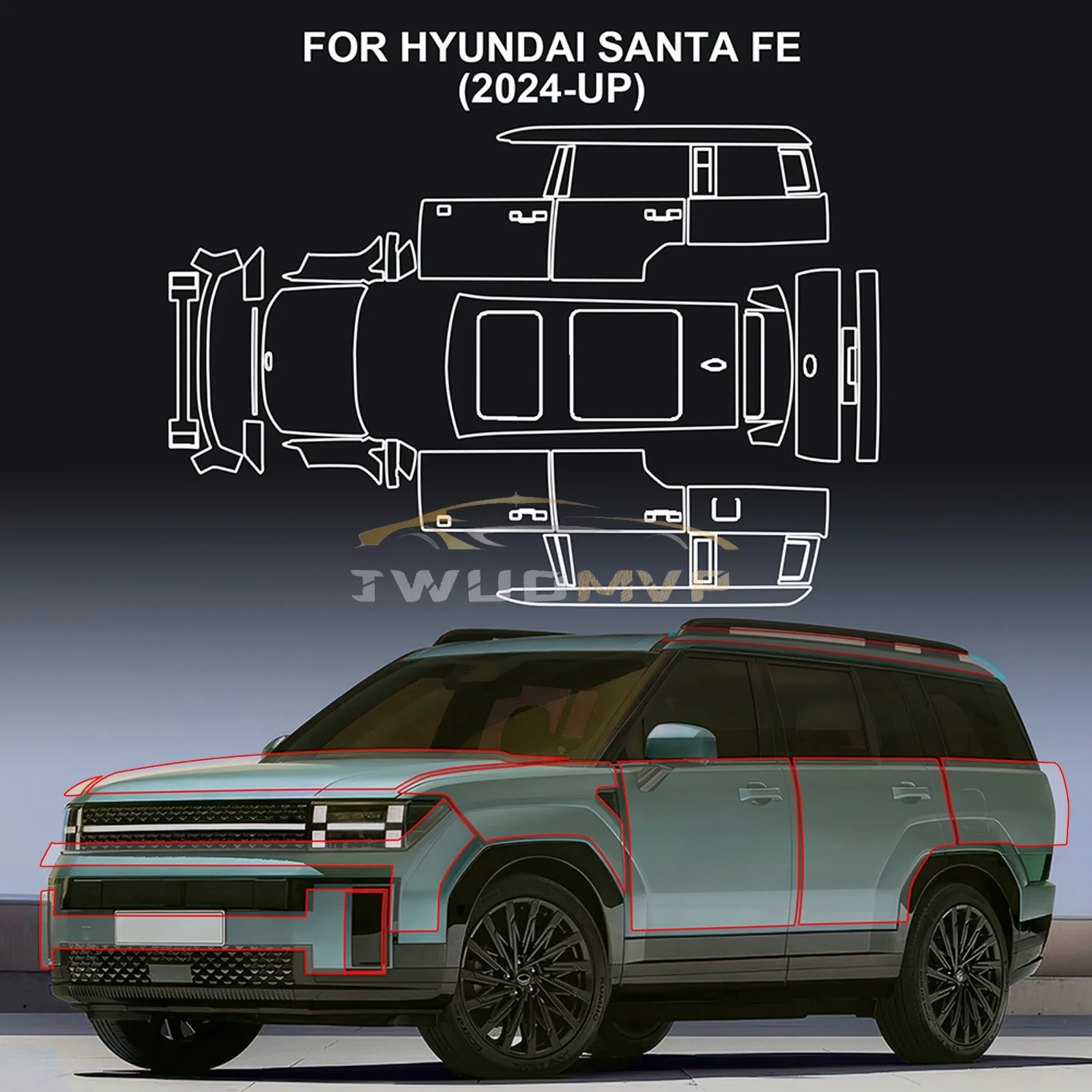 Для Hyundai Santa FE 2024 2025, предварительно вырезанная наклейка на кузов автомобиля, защитная пленка от краски, защита от царапин, ТПУ, прозрачный бюстгальтер, наклейка PPF
Для Hyundai Santa FE 2024 2025, предварительно вырезанная наклейка на кузов автомобиля, защитная пленка от краски, защита от царапин, ТПУ, прозрачный бюстгальтер, наклейка PPF