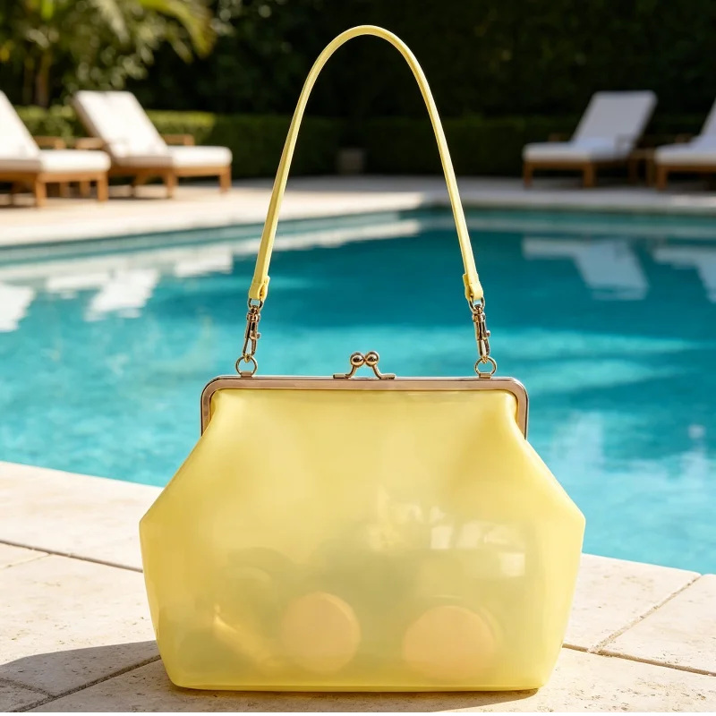 Solid Transparent PVC Jelly Clip Handbag Candy Color Summer Trendy Shoulder Bag Women Lightweight Transparent Storage Beach Bag
Solid Transparent PVC Jelly Clip Handbag Candy Color Summer Trendy Shoulder Bag Women Lightweight Transparent Storage Beach Bag