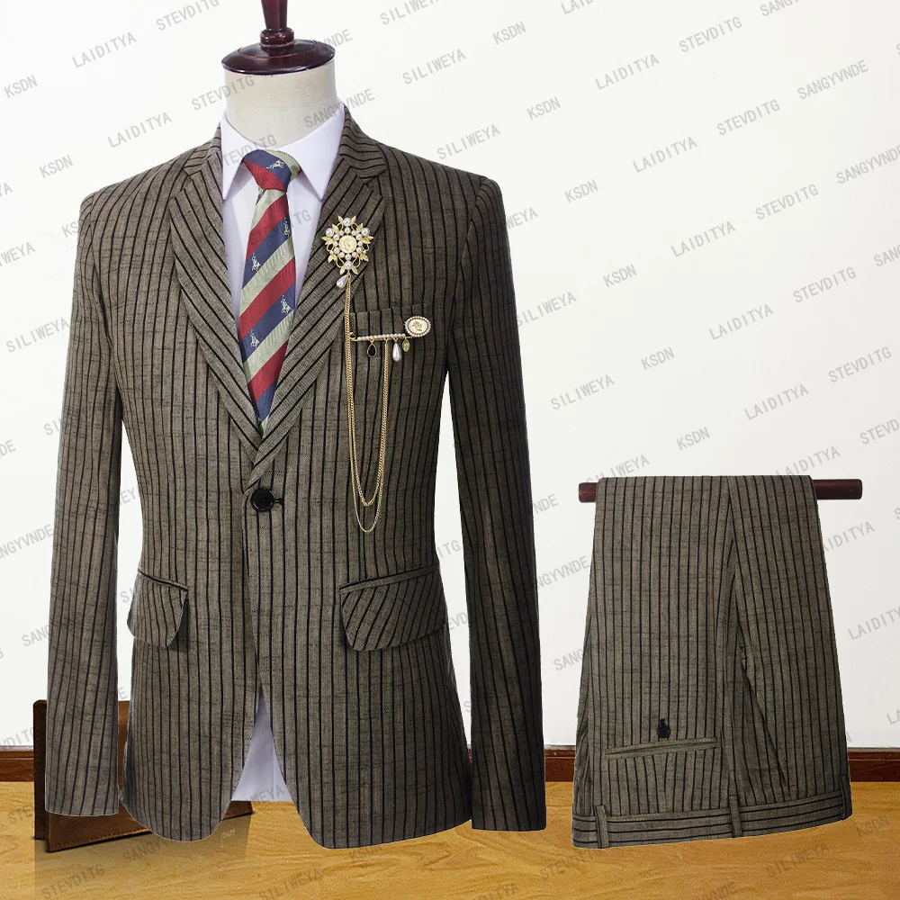 2023 Men Suit Tuxedo Summer Slim Fit Groom Light Brown Linen Black Stripe Wedding Custom Terno Masuclino 2 Pcs Set(Jacket+Pants)
2023 Men Suit Tuxedo Summer Slim Fit Groom Light Brown Linen Black Stripe Wedding Custom Terno Masuclino 2 Pcs Set(Jacket+Pants)