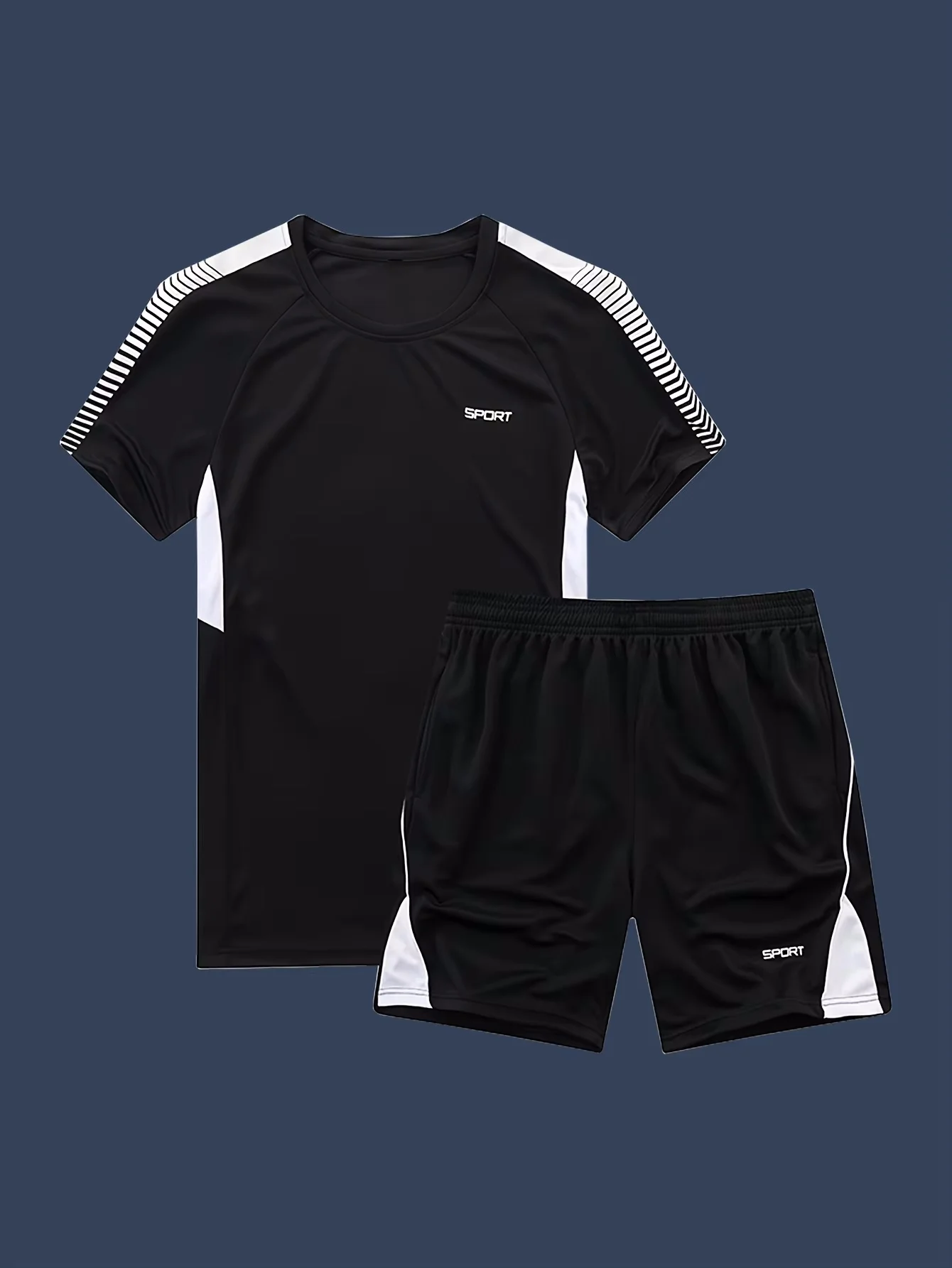 Men's Casual 3D Color-Block Print Set Breathable Crew-Neck Short-Sleeve Top + Drawstring Shorts Black and White Athletic Set
Men's Casual 3D Color-Block Print Set Breathable Crew-Neck Short-Sleeve Top + Drawstring Shorts Black and White Athletic Set