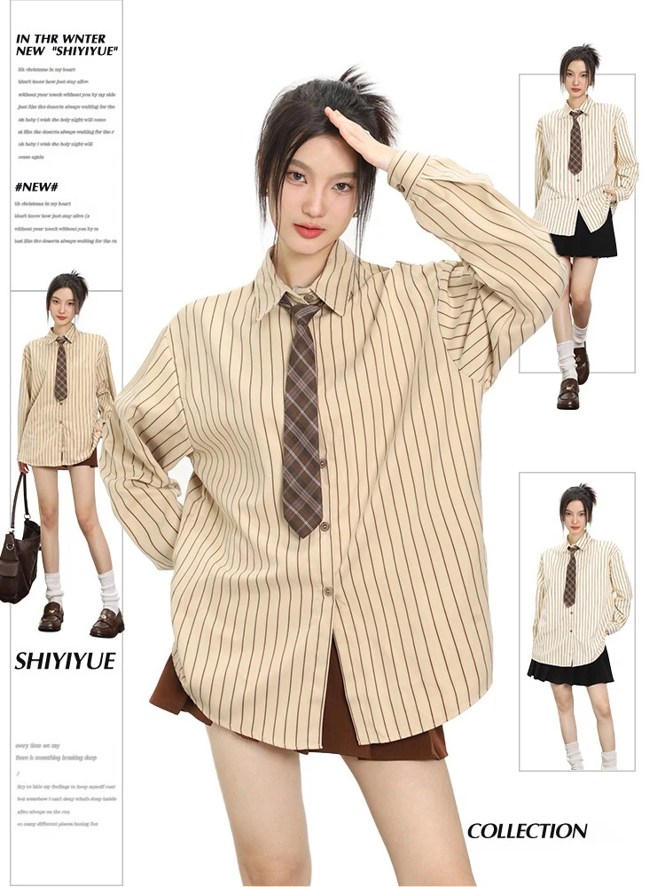November Retro Basic Long Sleeve Striped Shirt Women's Spring Autumn Loose College Style BM Wind Shirt Collar Cotton Linen
November Retro Basic Long Sleeve Striped Shirt Women's Spring Autumn Loose College Style BM Wind Shirt Collar Cotton Linen