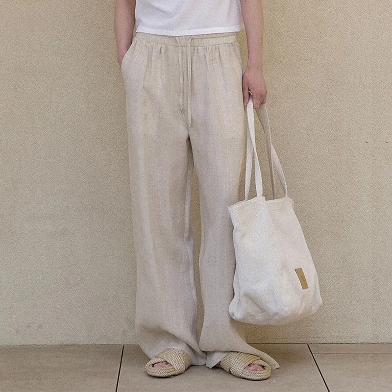 Johnature 2025 New Pure Linen Pants Spring Summer New Solid Color Simple Versatile Women Long Straight Leg Women Pants
Johnature 2025 New Pure Linen Pants Spring Summer New Solid Color Simple Versatile Women Long Straight Leg Women Pants