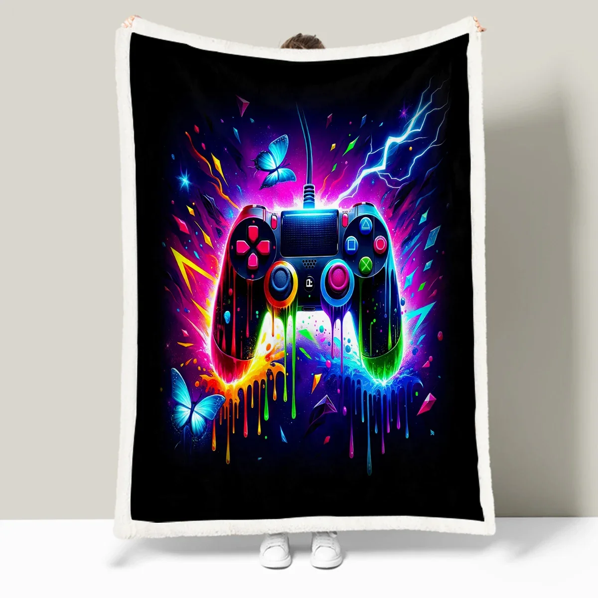 3d Print Blanket Colored Paint Video Game Controller Fleece Blanket Blue Butterfly Print Fuzzy Warm Throws for Couch Cover 
3d Print Blanket Colored Paint Video Game Controller Fleece Blanket Blue Butterfly Print Fuzzy Warm Throws for Couch Cover