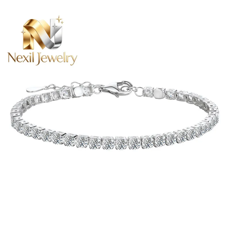 Nexil Jewelry Luxury Solid Platinum PT950 Women's 2MM Moissanite Diamond Bracelet Full Diamond Tennis Chain
Nexil Jewelry Luxury Solid Platinum PT950 Women's 2MM Moissanite Diamond Bracelet Full Diamond Tennis Chain