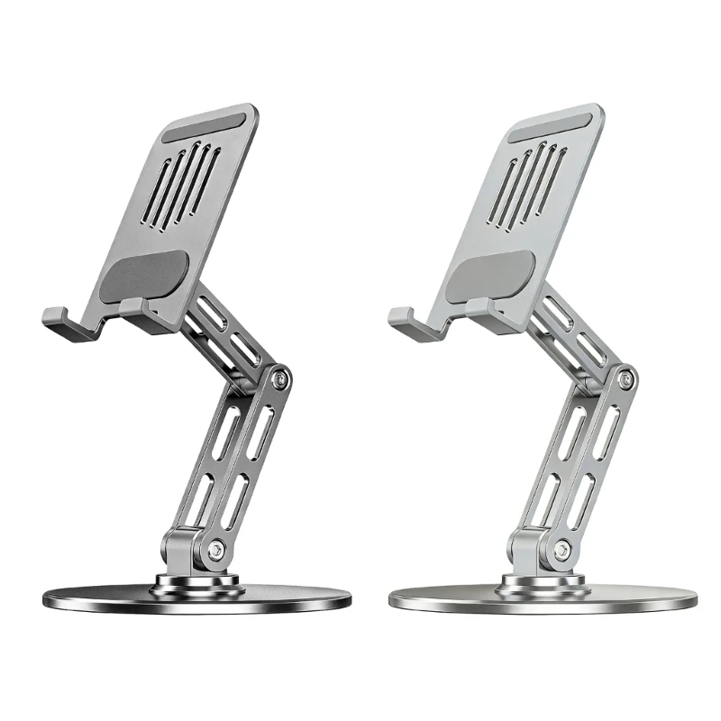 Portable Adjustable Desktop Stand with Triple Axises Height and Control Full Rotation for Mobile Devices