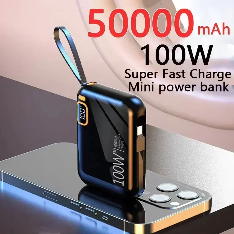50000mah Portable Power Bank PD100W Detachable USB to TYPE C Cable Two-way Fast Charger Mini Powerbank for iPhone Xiaomi Samsung
50000mah Portable Power Bank PD100W Detachable USB to TYPE C Cable Two-way Fast Charger Mini Powerbank for iPhone Xiaomi Samsung