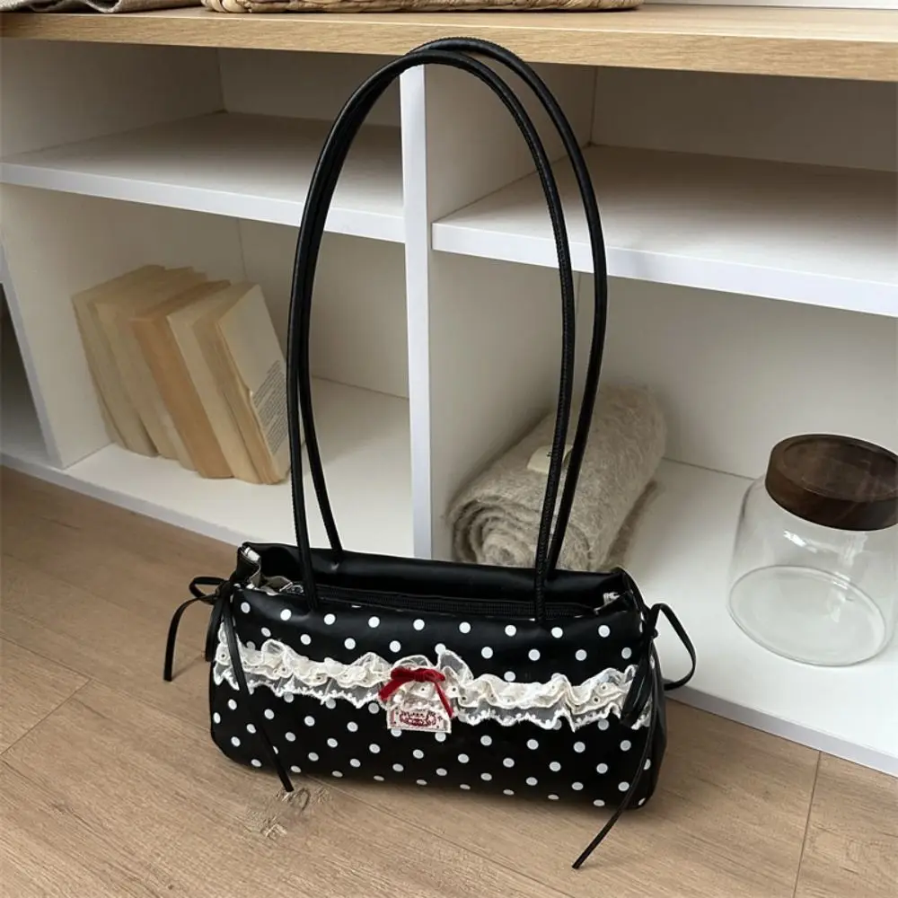 Fashion Polka Dot Shoulder Bag Bow Decor Zip Closure Lace Handbag Long Handle Lace Ruffle Underarm Purse Shopping
Fashion Polka Dot Shoulder Bag Bow Decor Zip Closure Lace Handbag Long Handle Lace Ruffle Underarm Purse Shopping