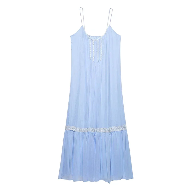 New Fashion Women Sexy V-Neck Lace Decoration Sleeveless Straps Long Dress Female Summer Vintage Elegant Party Long Dresses
New Fashion Women Sexy V-Neck Lace Decoration Sleeveless Straps Long Dress Female Summer Vintage Elegant Party Long Dresses