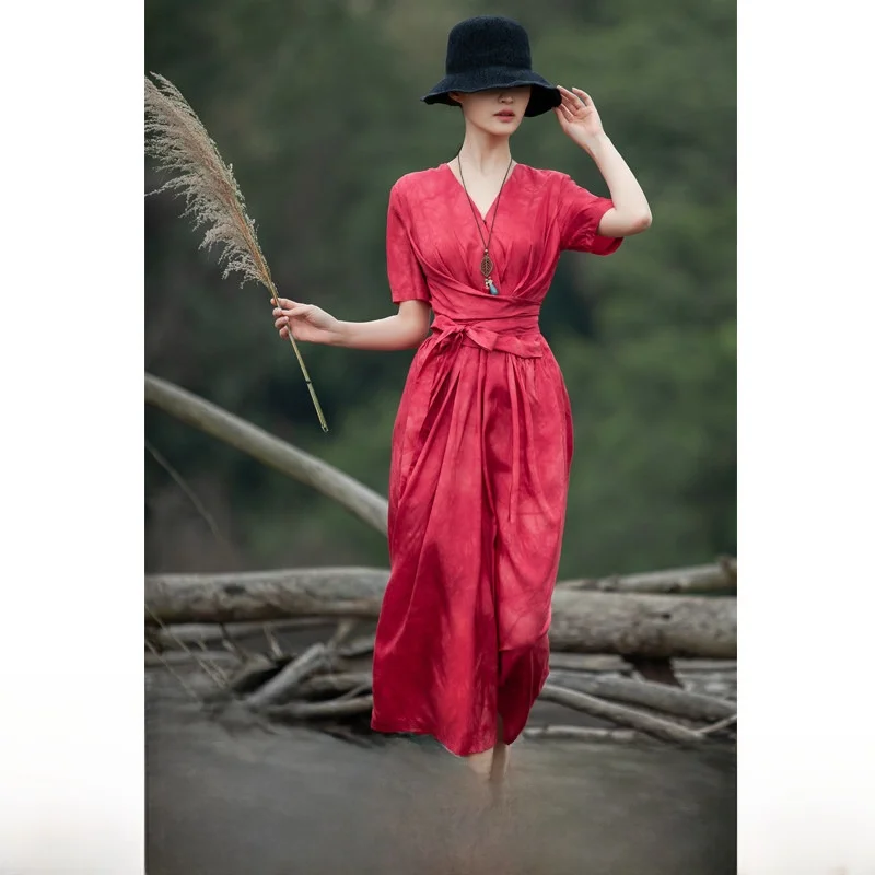 Women's Long Dress V-neck Short Sleeve Artistic Commute Style Simulated Acetate Fabric High-end Elegant Single Piece Three Pi...
Women's Long Dress V-neck Short Sleeve Artistic Commute Style Simulated Acetate Fabric High-end Elegant Single Piece Three Pi...