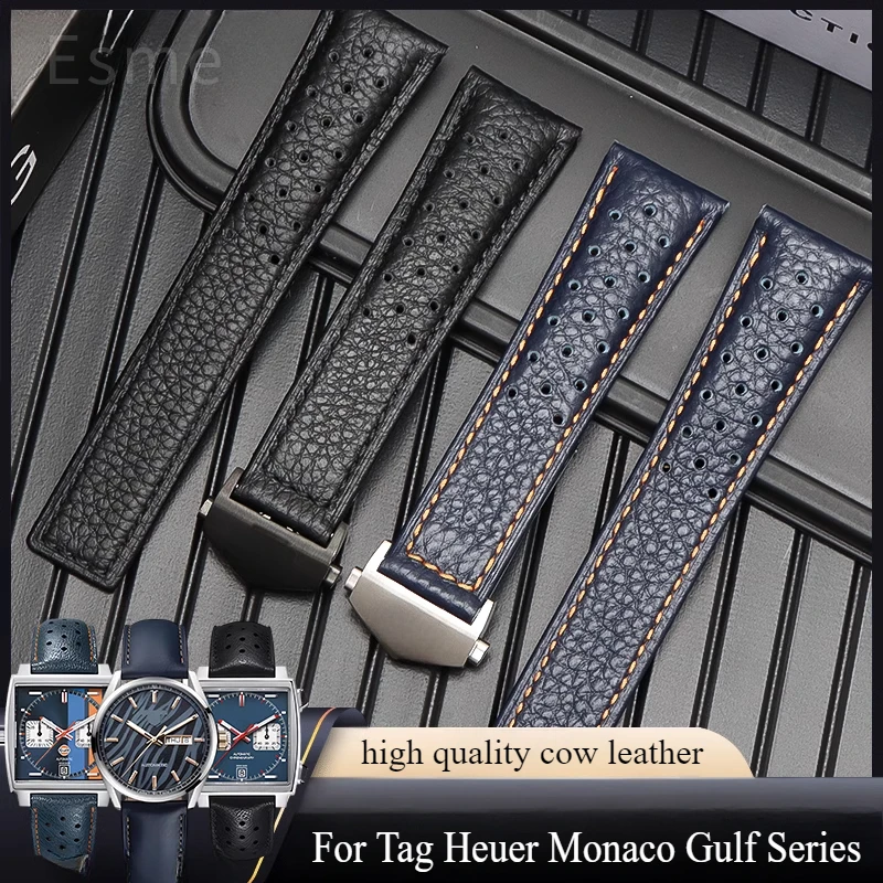 Для Tag Heuer Monaco Gulf Series, отличный воздухопроницаемый ремешок для часов, ремешок для часов из натуральной коровьей кожи высшего качества, 22 мм
Для Tag Heuer Monaco Gulf Series, отличный воздухопроницаемый ремешок для часов, ремешок для часов из натуральной коровьей кожи высшего качества, 22 мм