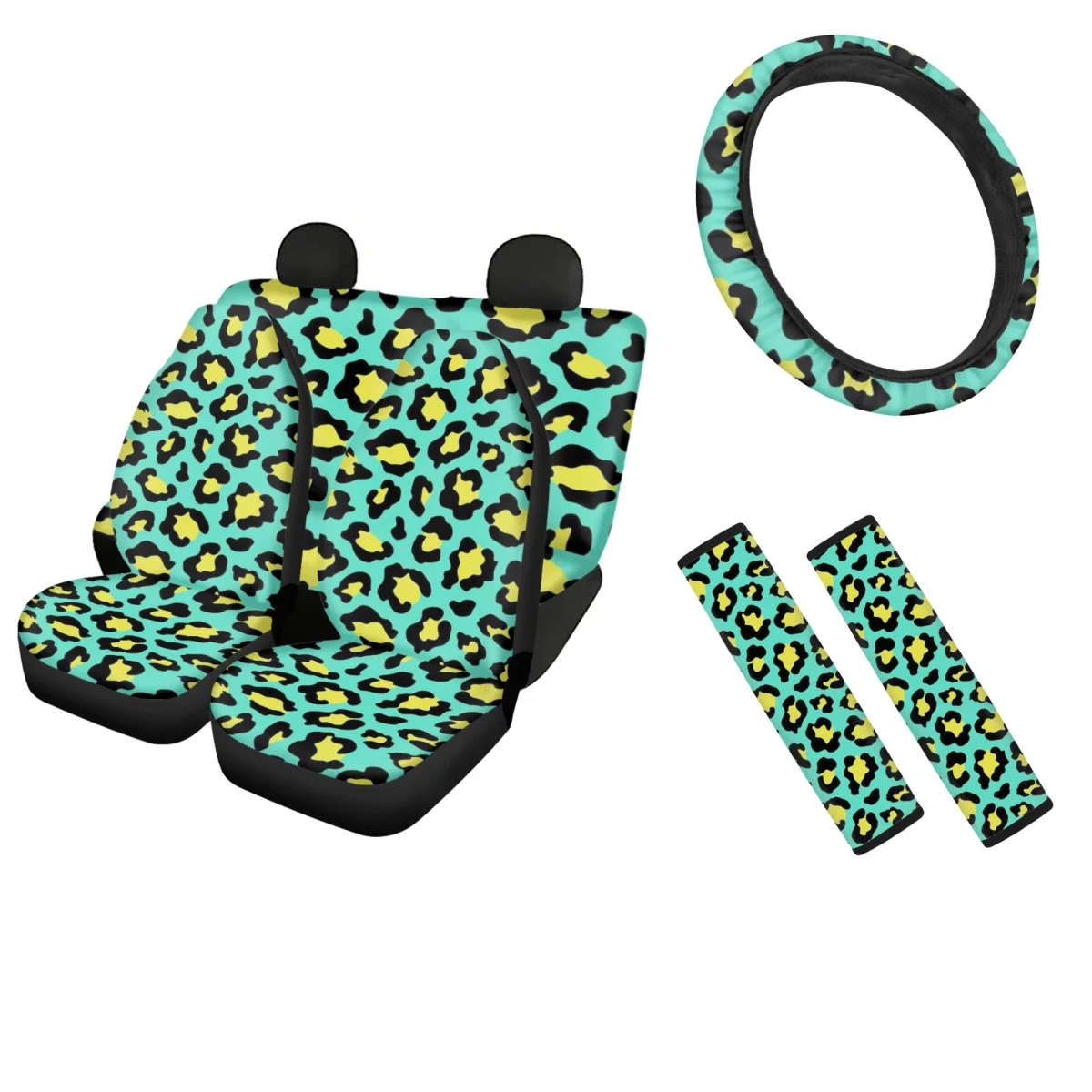 Leopard Design Full Set Car Interior for Women Men Washable Breathable Sedan Truck Steering Wheel Cover and Seat Belt Sets Cover
Leopard Design Full Set Car Interior for Women Men Washable Breathable Sedan Truck Steering Wheel Cover and Seat Belt Sets Cover